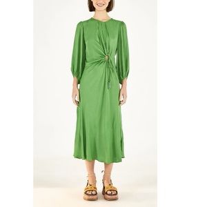 Farm Rio Green Front Circle Cut Out Midi Dress